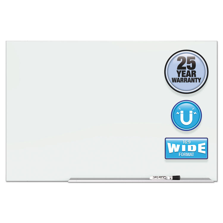 Element Framed Magnetic Glass Dry-Erase Boards, 74" x 42", White Surface, Satin Aluminum Frame