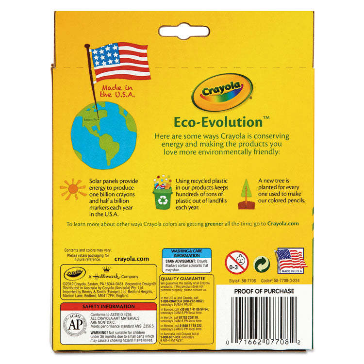 Non-Washable Marker, Broad Bullet Tip, Assorted Classic Colors, 8/pack