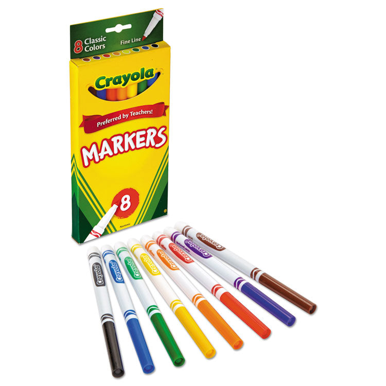 Non-Washable Marker, Fine Bullet Tip, Assorted Classic Colors, 8/pack