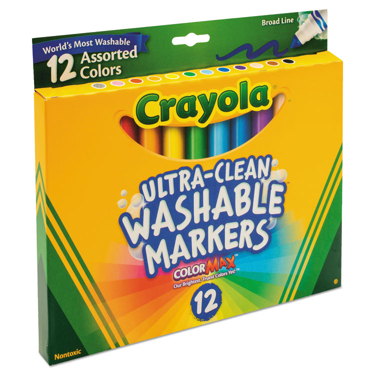 Ultra-Clean Washable Markers, Broad Bullet Tip, Assorted Colors, Dozen