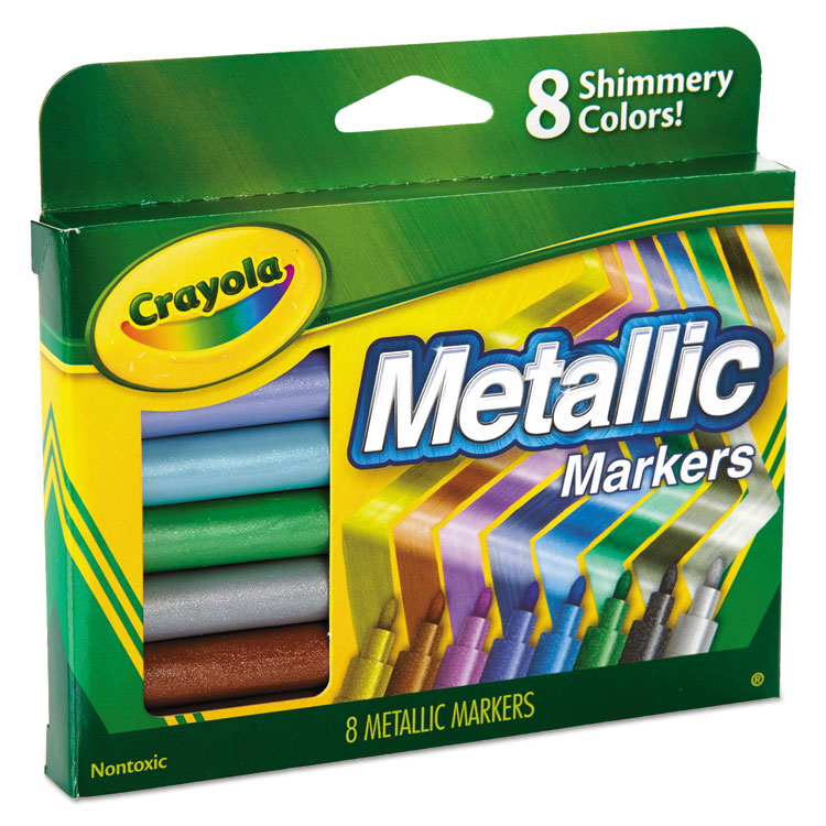 Metallic Markers, Medium Bullet Tip, Assorted Colors, 8/set