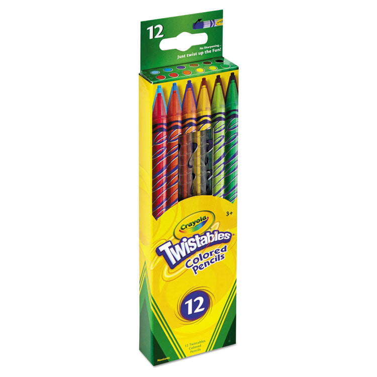 Twistables Colored Pencils, 2 mm, 2B, Assorted Lead and Barrel Colors, Dozen