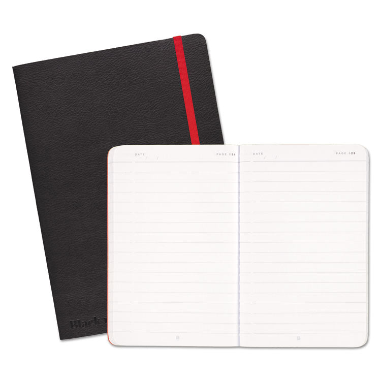 Flexible Cover Casebound Notebooks, SCRIBZEE Compatible, 1-Subject, Wide/Legal Rule, Black/Red Cover, (71) 8.25 x 5.75 Sheets
