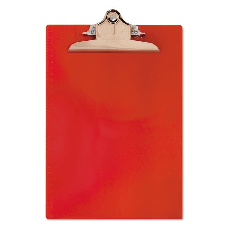 Recycled Plastic Clipboard with Ruler Edge, 1" Clip Capacity, Holds 8.5 x 11 Sheets, Red
