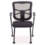 Alera Elusion Mesh Nesting Chairs with Padded Arms, Supports Up to 275 lb, 18.11" Seat Height, Black, 2/Carton