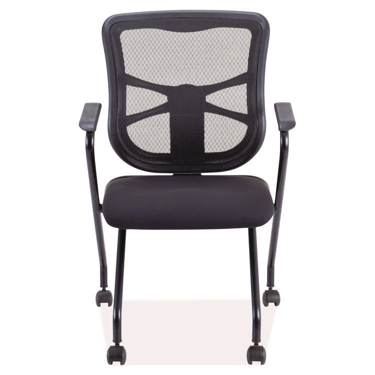 Alera Elusion Mesh Nesting Chairs with Padded Arms, Supports Up to 275 lb, 18.11" Seat Height, Black, 2/Carton