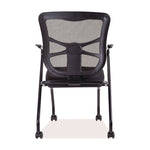 Alera Elusion Mesh Nesting Chairs with Padded Arms, Supports Up to 275 lb, 18.11" Seat Height, Black, 2/Carton