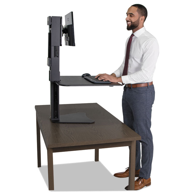 High Rise Standing Desk Workstation, 28" X 23" X 10.5" To 15.5", Black