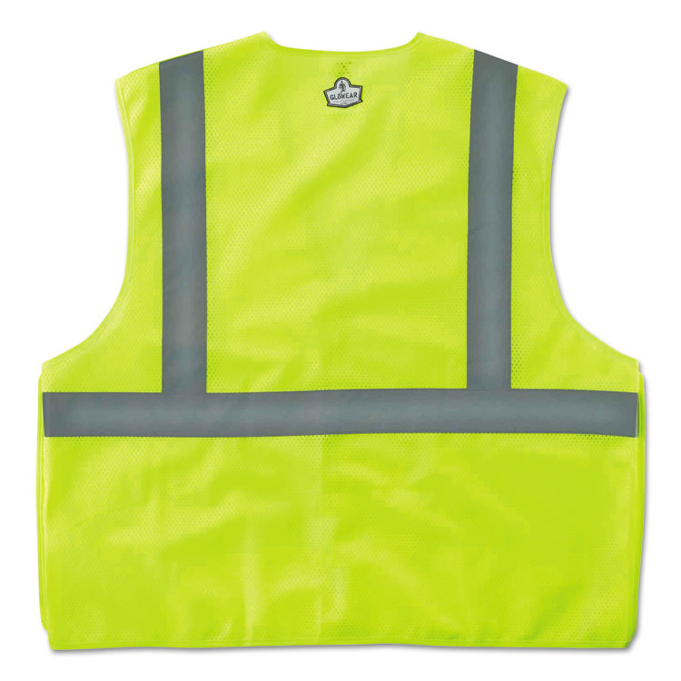 GloWear 8215BA Type R Class 2 Econo Breakaway Mesh Safety Vest, Large to X-Large, Lime