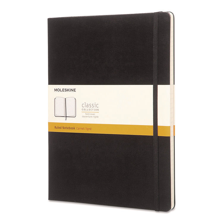Classic Colored Hardcover Notebook, 1-Subject, Narrow Rule, Black Cover, (192) 10 x 7.5 Sheets