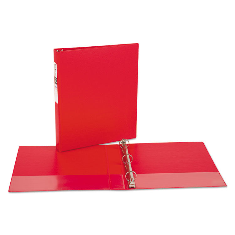Economy Non-View Binder With Round Rings, 3 Rings, 1" Capacity, 11 X 8.5, Red, (3310)