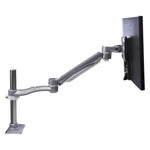 Desk-Mounted Flat Panel Monitor Arm, For 22" Monitors, 360 Deg Rotation, 180 Deg Tilt, 360 Deg Pan, Silver, Supports 40 Lb