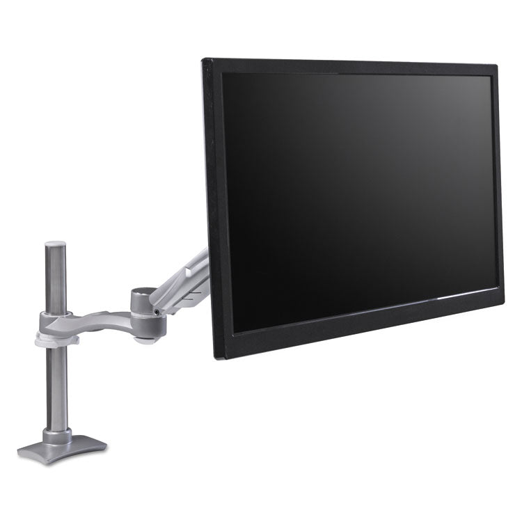 Desk-Mounted Flat Panel Monitor Arm, For 22" Monitors, 360 Deg Rotation, 180 Deg Tilt, 360 Deg Pan, Silver, Supports 40 Lb