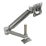 Desk-Mounted Flat Panel Monitor Arm, For 22" Monitors, 360 Deg Rotation, 180 Deg Tilt, 360 Deg Pan, Silver, Supports 40 Lb