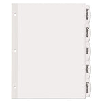 Big Tab Printable White Label Tab Dividers, 5-Tab, 11 x 8.5, White, 20 Sets