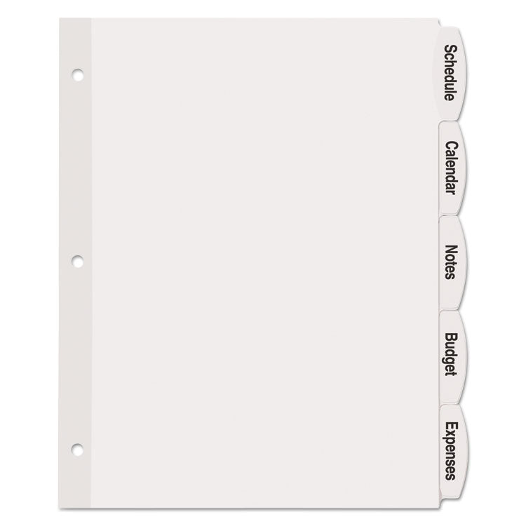 Big Tab Printable White Label Tab Dividers, 5-Tab, 11 x 8.5, White, 20 Sets