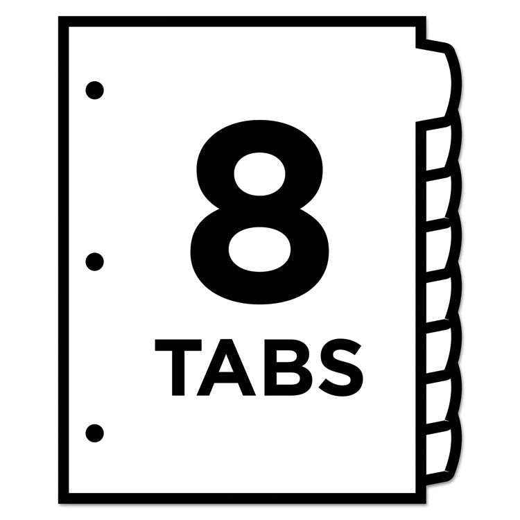 Big Tab Printable Large White Label Tab Dividers, 8-Tab, 11 x 8.5, White, 20 Sets