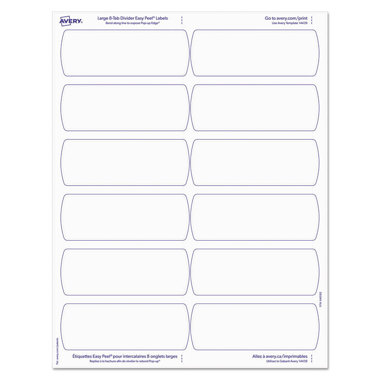 Big Tab Printable Large White Label Tab Dividers, 8-Tab, 11 x 8.5, White, 20 Sets
