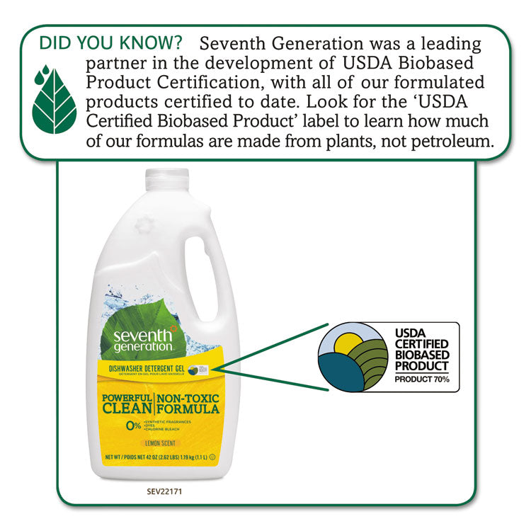 Natural Automatic Dishwasher Gel, Lemon, 42 Oz Bottle