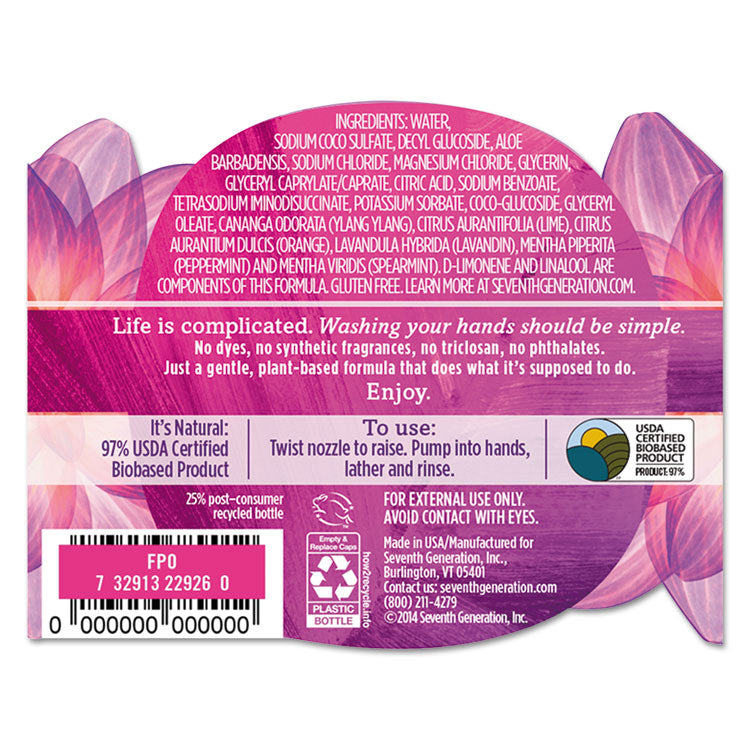 Natural Hand Wash, Lavender Flower and Mint Scent, 12 oz, 8/Carton