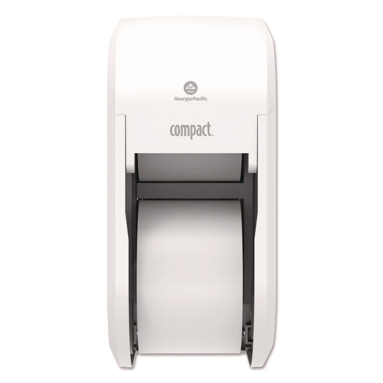 Compact Vertical 2-Roll Coreless Tissue Dispenser, 14.06 X 6.69 X 8.19, White