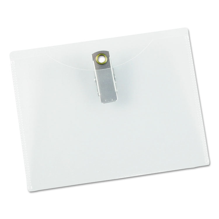 Clear Badge Holders W/garment-Safe Clips, 3 X 4, White Inserts, 50/box