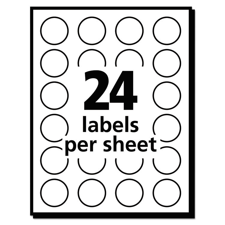 Removable Multi-Use Labels, Inkjet/Laser Printers, 0.75" dia, White, 24/Sheet, 42 Sheets/Pack, (5408)