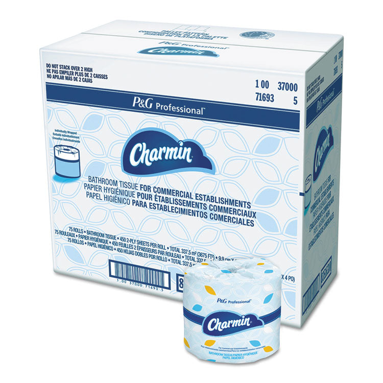 Commercial Bathroom Tissue, Septic Safe, Individually Wrapped, 2-Ply, White, 450 Sheets/roll, 75 Rolls/carton