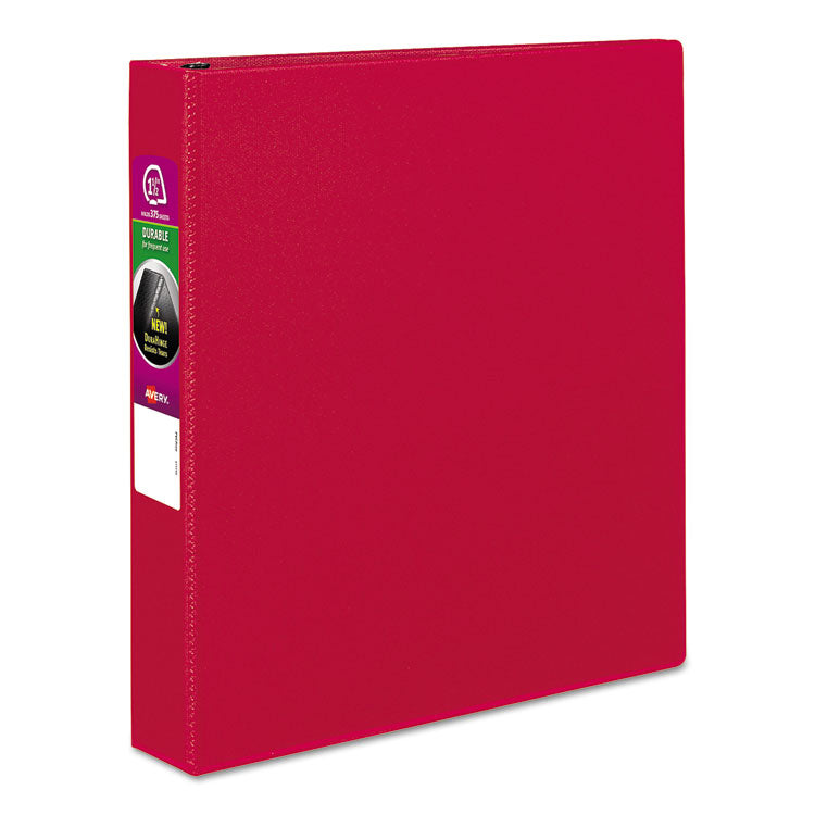 Durable Non-View Binder With Durahinge And Slant Rings, 3 Rings, 1.5" Capacity, 11 X 8.5, Red