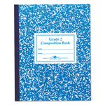 Grade School Ruled Composition Book, Grade 2 Manuscript Format, Blue Marble Cover, (50) 9.75 x 7.75 Sheets