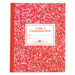 Grade School Ruled Composition Book, Grade 3 Manuscript Format, Red Marble Cover, (50) 9.75 x 7.75 Sheets
