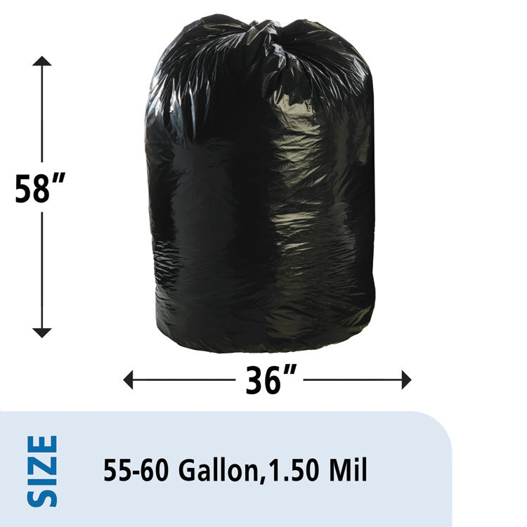 Total Recycled Content Plastic Trash Bags, 60 gal, 1.5 mil, 36" x 58", Black/Brown, 100/Carton
