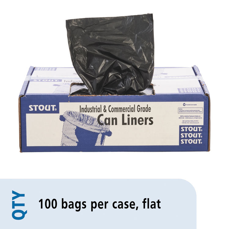 Total Recycled Content Plastic Trash Bags, 60 gal, 1.5 mil, 36" x 58", Black/Brown, 100/Carton