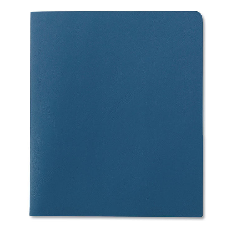 Two-Pocket Folder, Embossed Leather Grain Paper, 100-Sheet Capacity, 11 X 8.5, Blue, 25/box