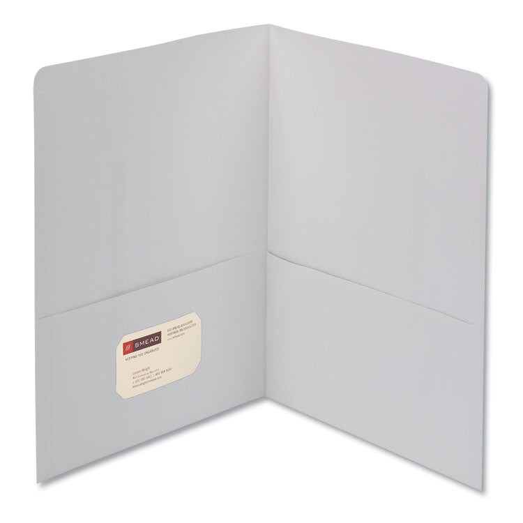Two-Pocket Folder, Textured Paper, 100-Sheet Capacity, 11 X 8.5, White, 25/box