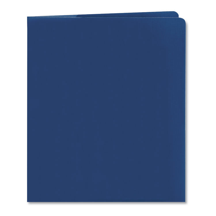 Lockit Two-Pocket Folder, Textured Paper, 100-Sheet Capacity, 11 X 8.5, Dark Blue, 25/box
