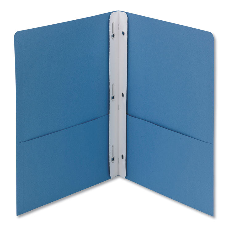2-Pocket Folder With Tang Fastener, 0.5" Capacity, 11 X 8.5, Blue, 25/box