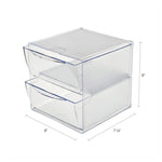 Stackable Cube Organizer, 2 Compartments, 2 Drawers, Plastic, 6 x 7.2 x 6, Clear