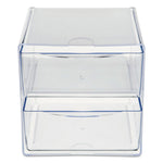 Stackable Cube Organizer, 2 Compartments, 2 Drawers, Plastic, 6 x 7.2 x 6, Clear