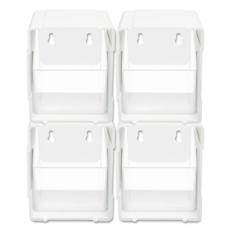 Tilt Bin Interlocking 4-Bin Organizer, Plastic, 4.63 x 4.88 x 5.5, White/Clear