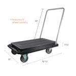 Heavy-Duty Platform Cart, 300 lb Capacity, 21 x 32.5 x 37.5, Black
