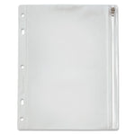 Zipper Binder Pocket, 2- to 5-Hole Punched, 8" x 10.5", Clear