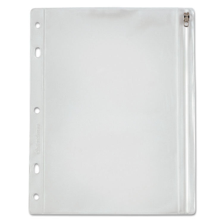 Zipper Binder Pocket, 2- to 5-Hole Punched, 8" x 10.5", Clear