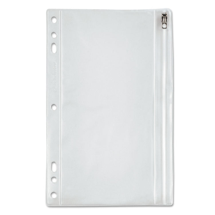 Zipper Binder Pocket, 2- to 5-Hole Punched, 6" x 9.5", Clear