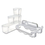 Stackable Caddy Organizer with S, M and L Containers, Plastic, 10.5 x 14 x 6.5, White Caddy/Clear Containers