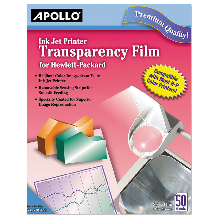 Quick-Dry Color Inkjet Transparency Film With Handling Strip, 8.5 X 11, 50/box