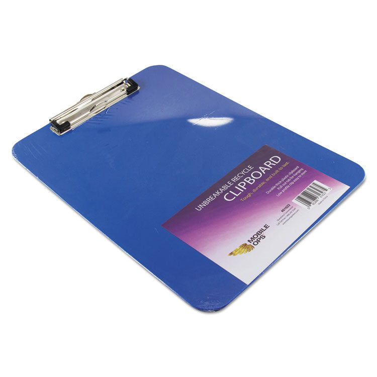 Unbreakable Recycled Clipboard, 0.25" Clip Capacity, Holds 8.5 x 11 Sheets, Blue