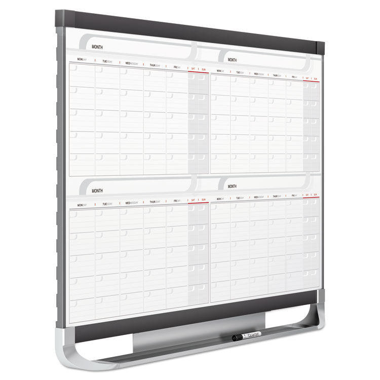 Prestige 2 Magnetic Total Erase Four-Month Calendar, 48" x 36", White Surface, Graphite Gray Fiberboard/Plastic Frame