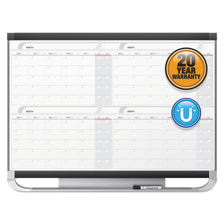 Prestige 2 Magnetic Total Erase Four-Month Calendar, 48" x 36", White Surface, Graphite Gray Fiberboard/Plastic Frame