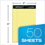 Docket Ruled Perforated Pads, Narrow Rule, 50 Canary-Yellow 5 X 8 Sheets, 12/pack